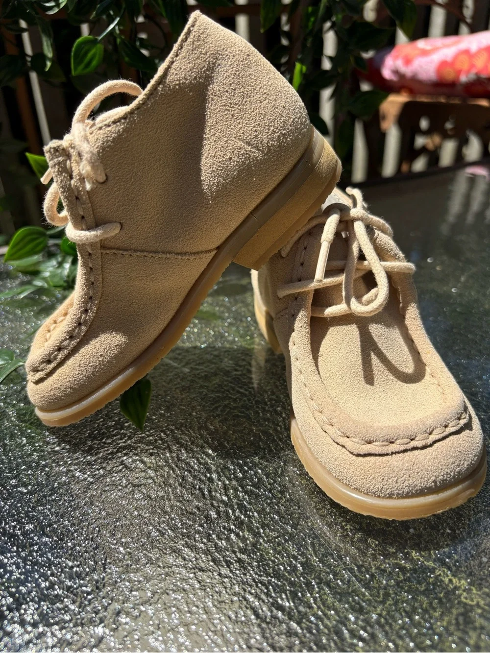 Janie and Jack Tan Suede Moccasin Lace-Up Kids Shoes